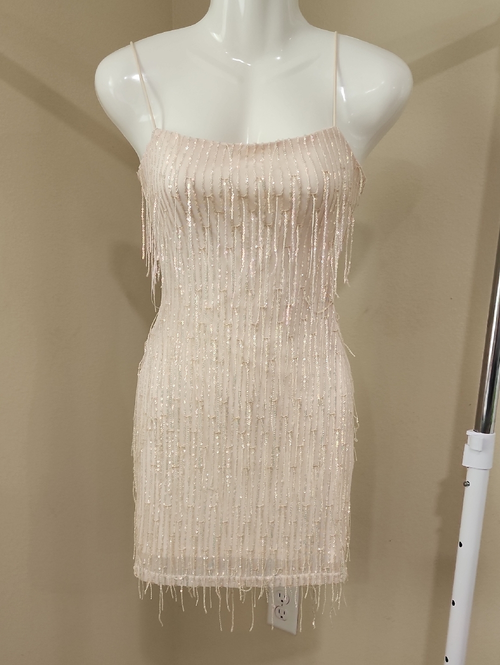 Windsor Strapless Sequin Dress in Cream